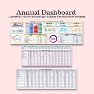 Puede incluir: Un gr&aacute;fico colorido que muestra un panel de control de presupuesto anual para el a&ntilde;o 2024. El gr&aacute;fico incluye ingresos, gastos, ahorros y un desglose de las fuentes de ingresos y gastos. El gr&aacute;fico est&aacute; titulado "Panel de control de presupuesto anual de ingresos y gastos".