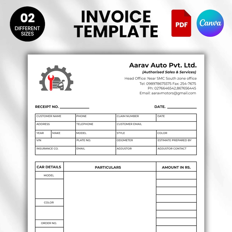 Auto Repair Invoice Template,editable Auto Repair Business Invoice ...