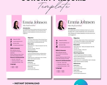 Sorority Resume Template, Sorority Pink Resume Template, Sorority Resume, Sorority Template, Resume Template for Sorority Girl, Editable