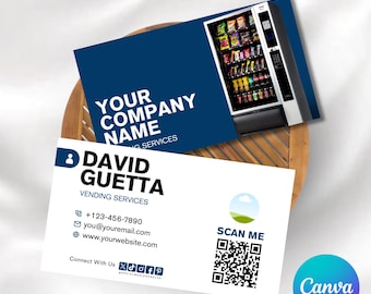 Professional Vending Machine Business Card Template - Editable Canva Design for Maximum Impact
