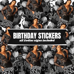 Zodiac Birthday Stickers Bundle, Styrofoam Cup Sticker, Shot Glass, and T-Shirt Design, Horoscope Sublimation Design Canva Editable Template