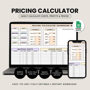 Pricing Calculator Spreadsheet, Small Business Price & Profit Calculator, Pricing Template Profit Margin, Pricing Calculator Google Sheets
