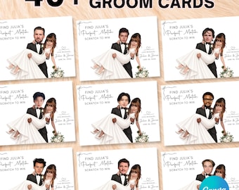 Printable Promi, wer hat den Bräutigam? Junggesellinnenabschied Bräutigam, Bräutigam Rubbel Spiel, Brautparty Spiel, Canva Vorlage Digitaler Download