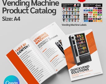 Editable Vending Machine Products Catalog, Vending Drinks Catalog, Vending Product List, Vending Snack Catalog, Free Vending Machine Labels