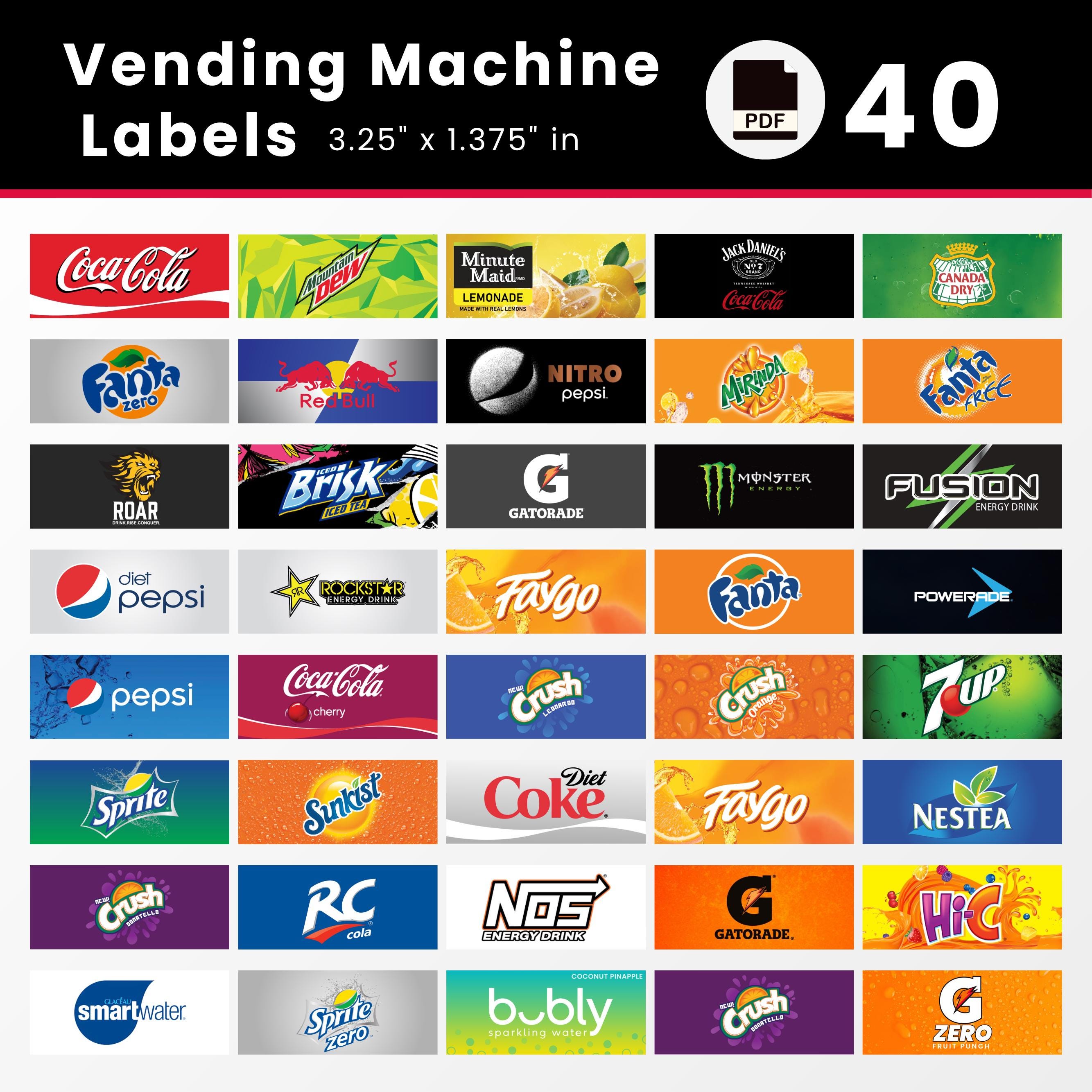 60 Vending Machine Label, High Quality Labels, Soda Pop Labels, Soft ...