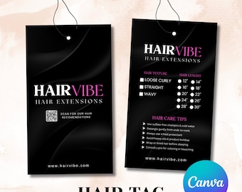 Hair Hang Tag Template, Editable Hair Tag, DIY Hair Hang Tag Design, Hair Business Tags, Hair Packaging, Canva Template, Instant Download