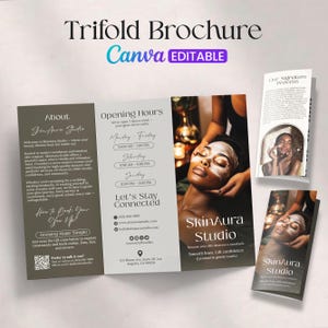 Esthetician Trifold Brochure, Salon Beauty Brochure Template, Minimalist Esthetician Brochure, Skincare Business Brochure, Canva Template