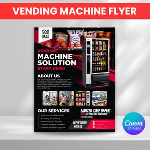 Vending Machine Business Flyer, Printable Vending Services Brochure, Vending Machine Marketing Flyer, Snack Drink Machine Template, Canva