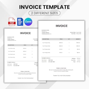 Invoice Template, Minimalist Business Invoice, Editable Receipt Form, Receipt Order, Editable Client Invoice, Small Business Billing Form