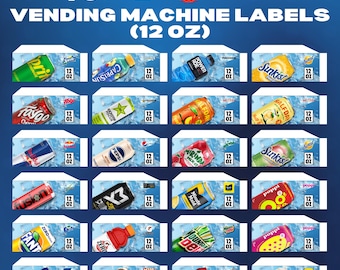 12 Unzen Automatenetiketten, hochwertige Etiketten, Soda Pop-Etikett, Etiketten für Automaten für alkoholfreie Getränke, Etikett für Getränkeautomaten, digitaler Download