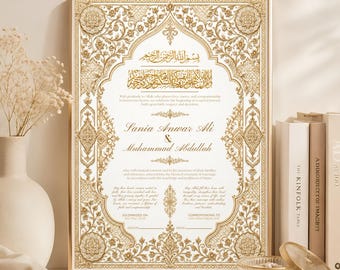 Bearbeitbare Nikkah-Urkunde, islamisches Nikkah-Nama, Nikkah-Vertrag für Muslime, Canva-Vorlage
