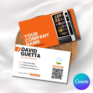 Editable Vending Machine Business Card, Vending Services Card Template, Vending Machine Business Card Canva, Vending Business Cards Template