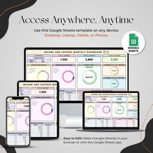 Puede incluir: Una plantilla de Google Sheets para realizar un seguimiento de los ingresos y los gastos. La plantilla incluye un panel de control mensual con secciones para el ingreso total, los gastos totales, los ahorros totales, el desglose de los ingresos, el desglose de los gastos, la meta de ahorro y los ahorros como porcentaje de los ingresos. La plantilla est&aacute; disponible en el escritorio, la computadora port&aacute;til, la tableta o el tel&eacute;fono.