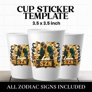 Styrofoam Cup Sticker, Editable Party Cup Template Customizable Styrofoam Cup Design, Black & Gold Cup Sticker, Custom Party Cups Templates