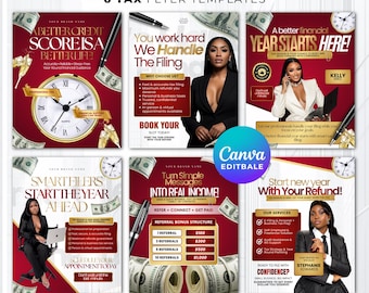 Steuer-Vorbereitungs-Bundle, bearbeitbarer Steuersaison-Flyer, Steuer-Service-Flyer, Steuer-Vorbereitung Instagram, Steuer-Flyervorlage, Canva-Vorlage Sofort-Download