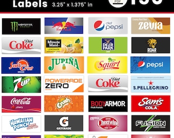 150 Etiketten für Verkaufsautomaten, hochwertige Etiketten, Etiketten für Limonadenautomaten, Etiketten für Getränkeautomaten, Etiketten für Getränkeautomaten, digitaler Download