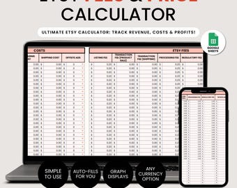 Etsy Fees & Profit Calculator, Product Pricing Calculator Google Sheets, Small Business Price and Profit Calculator, Pricing Template