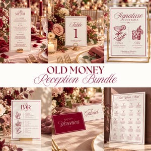 Old Money Wedding Reception Bundle Template, Editable Ceremony Program, Menu, and Signage Suite for Modern Weddings