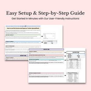 Puede incluir: Una gu&iacute;a paso a paso para configurar una hoja de c&aacute;lculo de seguimiento de ingresos y gastos. La gu&iacute;a incluye instrucciones para crear una plantilla, cambiar la moneda, establecer el mes y el a&ntilde;o de inicio, configurar las categor&iacute;as y configurar las cuentas bancarias. La gu&iacute;a est&aacute; dise&ntilde;ada para ser f&aacute;cil de usar y seguir.