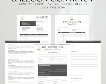 Editable Balloon Decor Contract Template, Balloon Decoration Service Agreement Forms,Balloon Artist Contract,Balloon Decor Business Contract