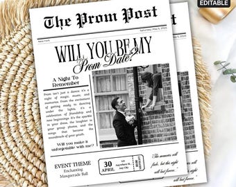 Modello di proposta per il ballo di fine anno sul giornale, invito fotografico per il ballo, proposta per il ballo, annuncio del ballo, modello per il ballo di fine anno sul giornale, proposta per il ballo di fine anno sul giornale