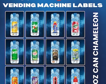 12oz burk Royal Vendors varuautomatetiketter, kameleontliknande etiketter av hög kvalitet, läsketiketter, läsketiketter, dryckesautomatetiketter