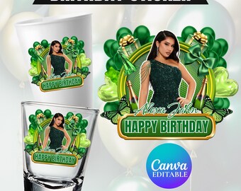 Happy Birthday Sticker, Styrofoam Cup Sticker, Shot Glass, All Zodiac Signs, T-Shirt Design, Canva Template, Instant Download