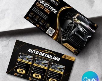 Biglietto da visita per autolavaggio con codice QR, biglietto per autolavaggio fai-da-te, biglietti per servizi di cura dell'auto, download immediato