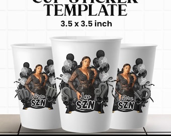 Styrofoam Cup Sticker, Editable Party Cup Template Customizable Styrofoam Cup Design, Coquette Bow Black Cup Sticker, Custom Party Cups