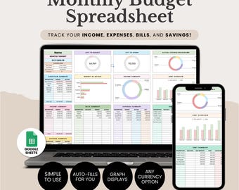 Budget Planner Google Sheet Template, Savings and Expenses Budget Spreadsheet, Paycheck Budget Tracker, Personal Financial Planner