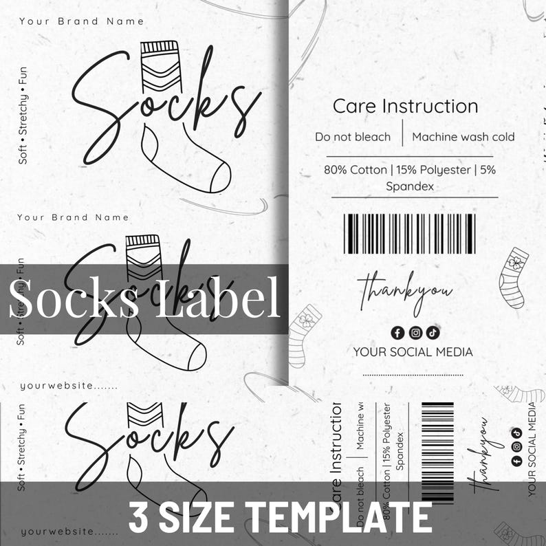 Editable Socks Label Template, Socks Packaging Template, Socks Wrap ...