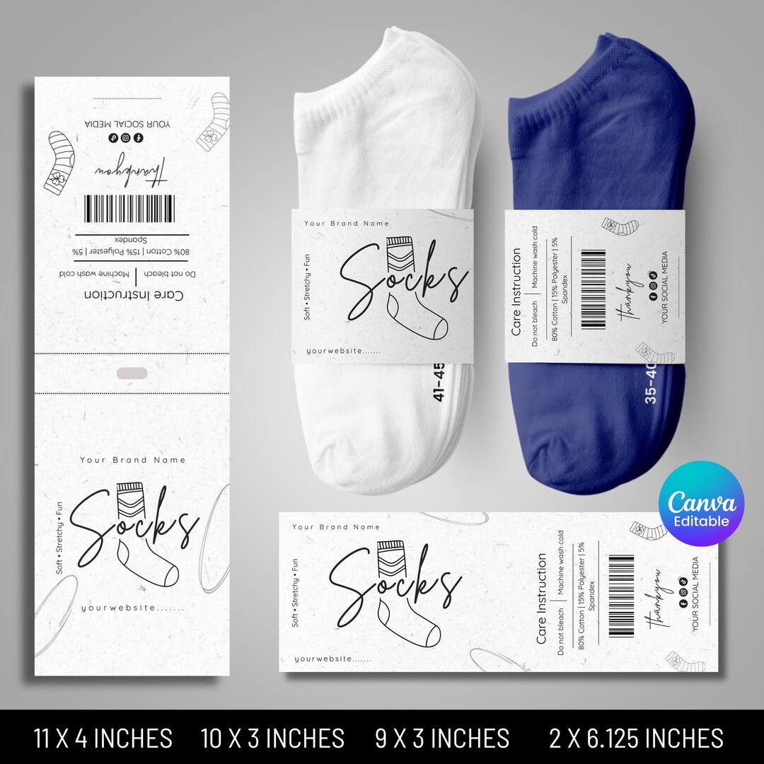 Sock Paper Label Editable Socks Label Template, Socks Packaging Template, Socks Wrap ...