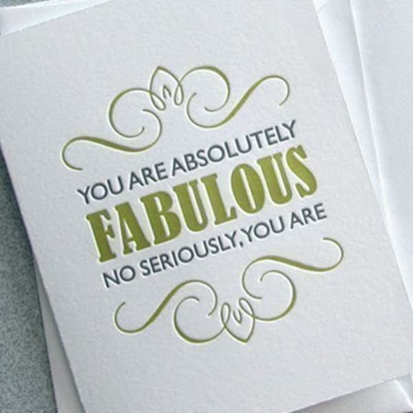 FOLDED GREETING SINGLE Letterpress - Fabulous (ED05)