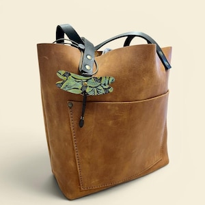 Leather Dragonfly Charm, Zipper Pull or Keychain