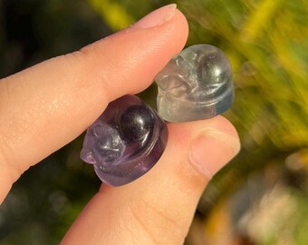 Mini fluorite sleeping cat carvings!