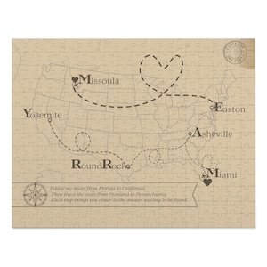 Marry Me - Puzzle Romantischer Reisevorschlag Jigsaw, USA Karte Verlobungsgeschenk, Einzigartige Art zu vorschlagen, Fernliebe Andenken