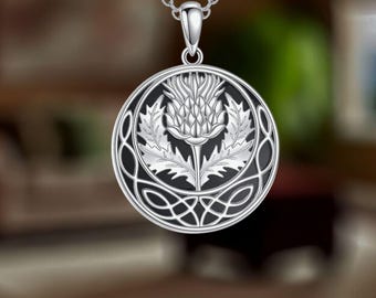 Scottish Thistle Necklace 925 Sterling Silver Irish Celtic Knot Necklace Celtic Jewelry For Women