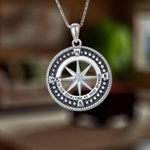 Compass Necklace 925 Sterling Silver Traveler Pendant Jewelry for Women