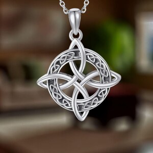 Collier Celtique Femme Argent 925 - Pendentif Nœud De Sorcière, Chaîne Ajustable 45+5 Cm - Cadeau Saint-Valentin, Noël
