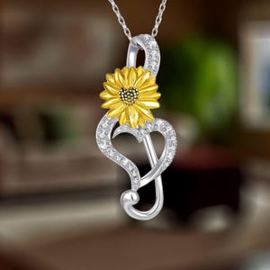 Sonnenblume Halskette Sterling Silber Sonnenblume Anhänger Halskette für Frauen 925 Halskette