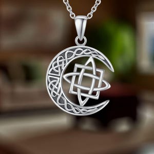 Celtic Moon Necklace 925 Sterling Silver Irish Celtic Knot Necklace Celtic Jewelry For Women
