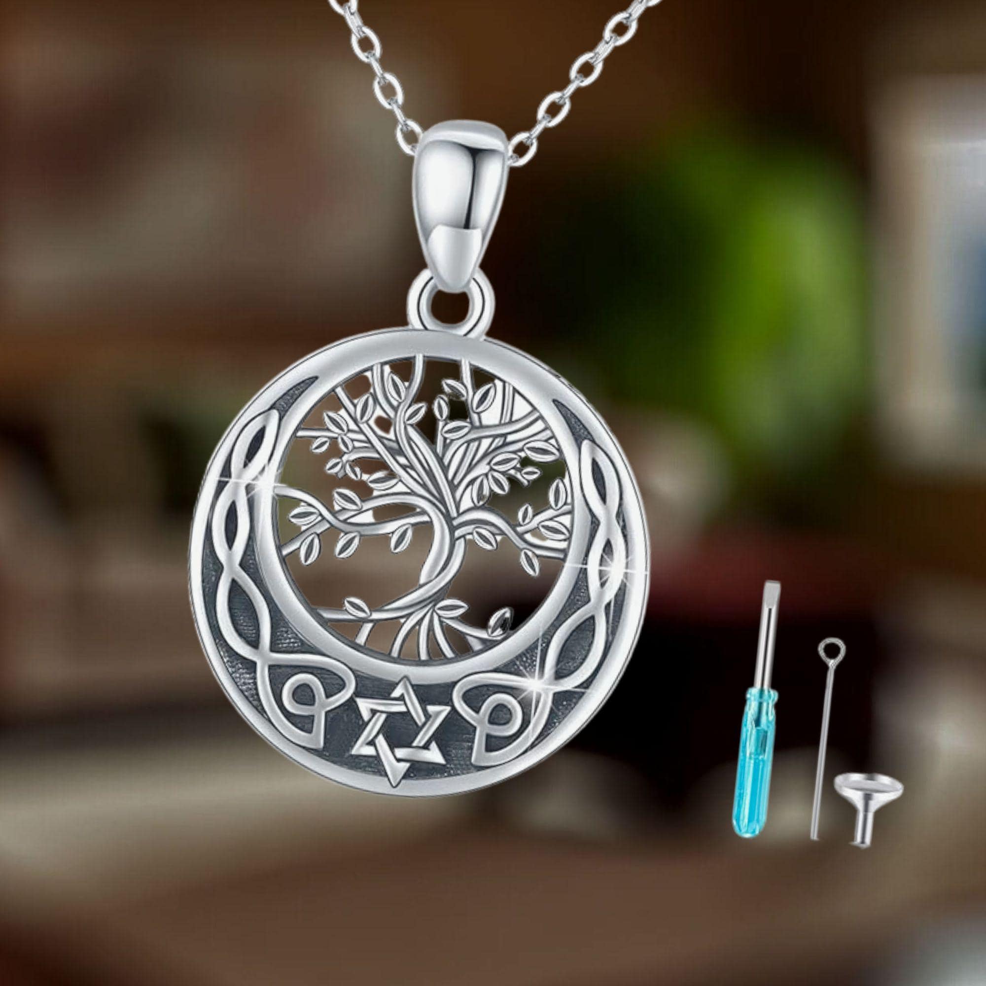 Celtic Tree Of Life Cremation Necklace - Stainless Steel Urn Pendant For Ashes With Funnel - View #11