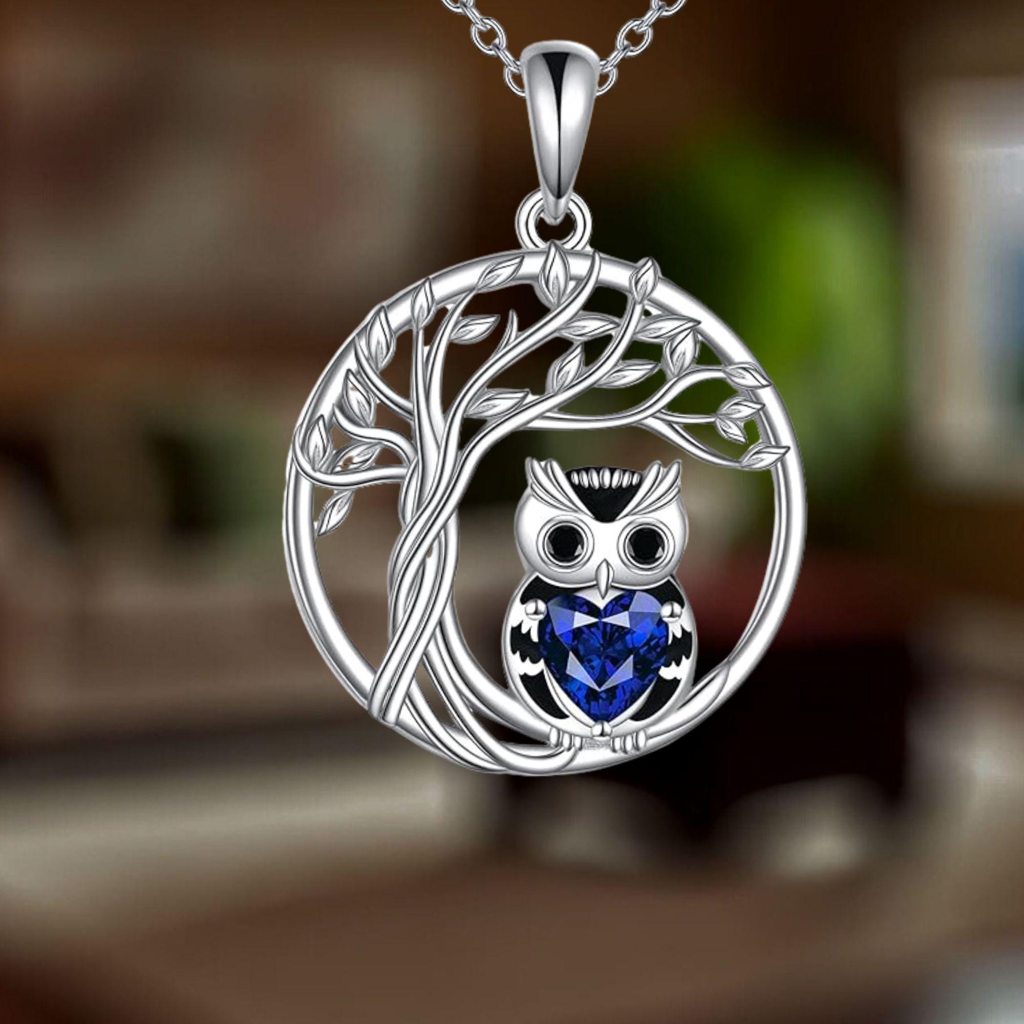 Owl Tree if Life Necklace 925 Sterling Silver Owl Tree if Life Necklace Pendant Necklace for Women