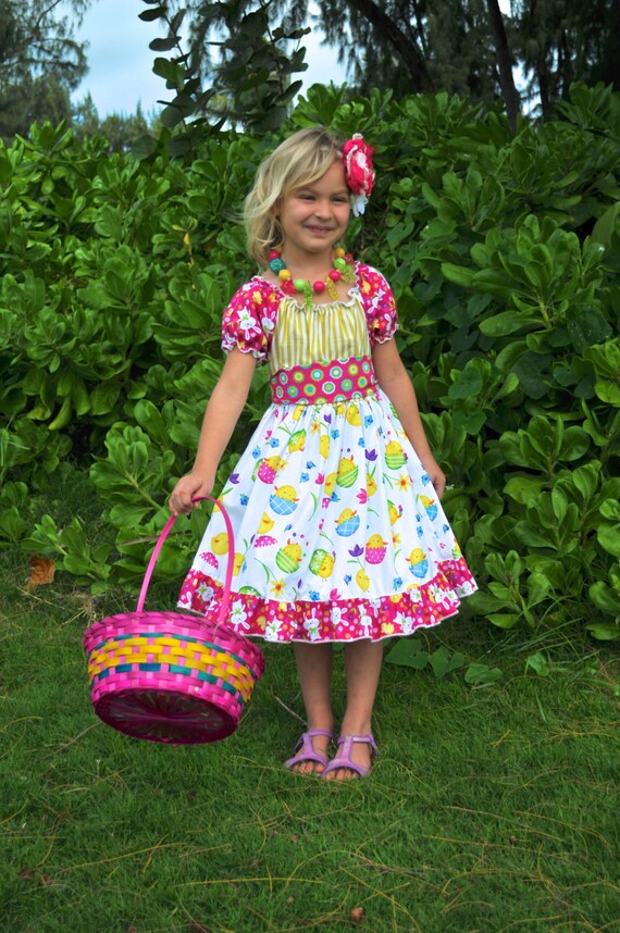 Items similar to Lovely "Little Easter Bunny" Spring Ruffle Dress