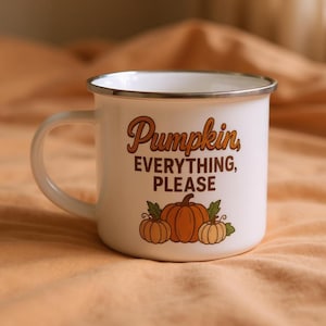 Pumpkin Spice Enamel Camp Mug: Retro Fall Coffee Cup