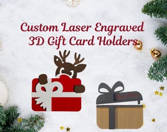 Personalized Laser Engraved Wooden Gift Card Holder, Christmas Stocking Stuffer, Any Occasion  Gift