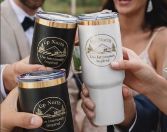 Vaso de acero inoxidable grabado personalizado – Regalo de boda, artículos para el Sr. y la Sra.