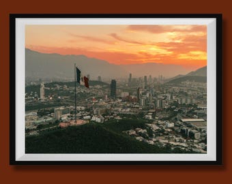 Real Photo, Mexico Photo Print, Mexico Flag Photography, Mexico Landmarks Photo, Monterrey Wall Art, Mexico Poster, Mirador del Obispado