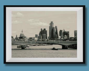 Black and White London Print, London Landmarks Photo, London Skyline Print, London Street Photography, London Wall Art, London Poster