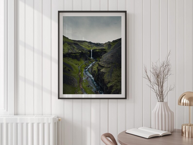 Kvernufoss Iceland Print, Iceland Waterfall Poster, Iceland Wall Art, Iceland Poster, Iceland Landscape Photo, Iceland Wall Decor image 3